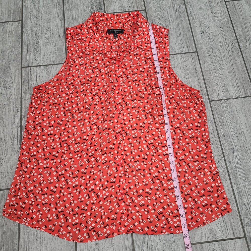 Banana Republic Women's Sleeveless Button-Front Blouse Red/Orange Floral Size XL - Picture 5 of 9